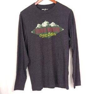 Eddie Bauer Dark Grey Long Sleeve Graphic Tshirt Size Small